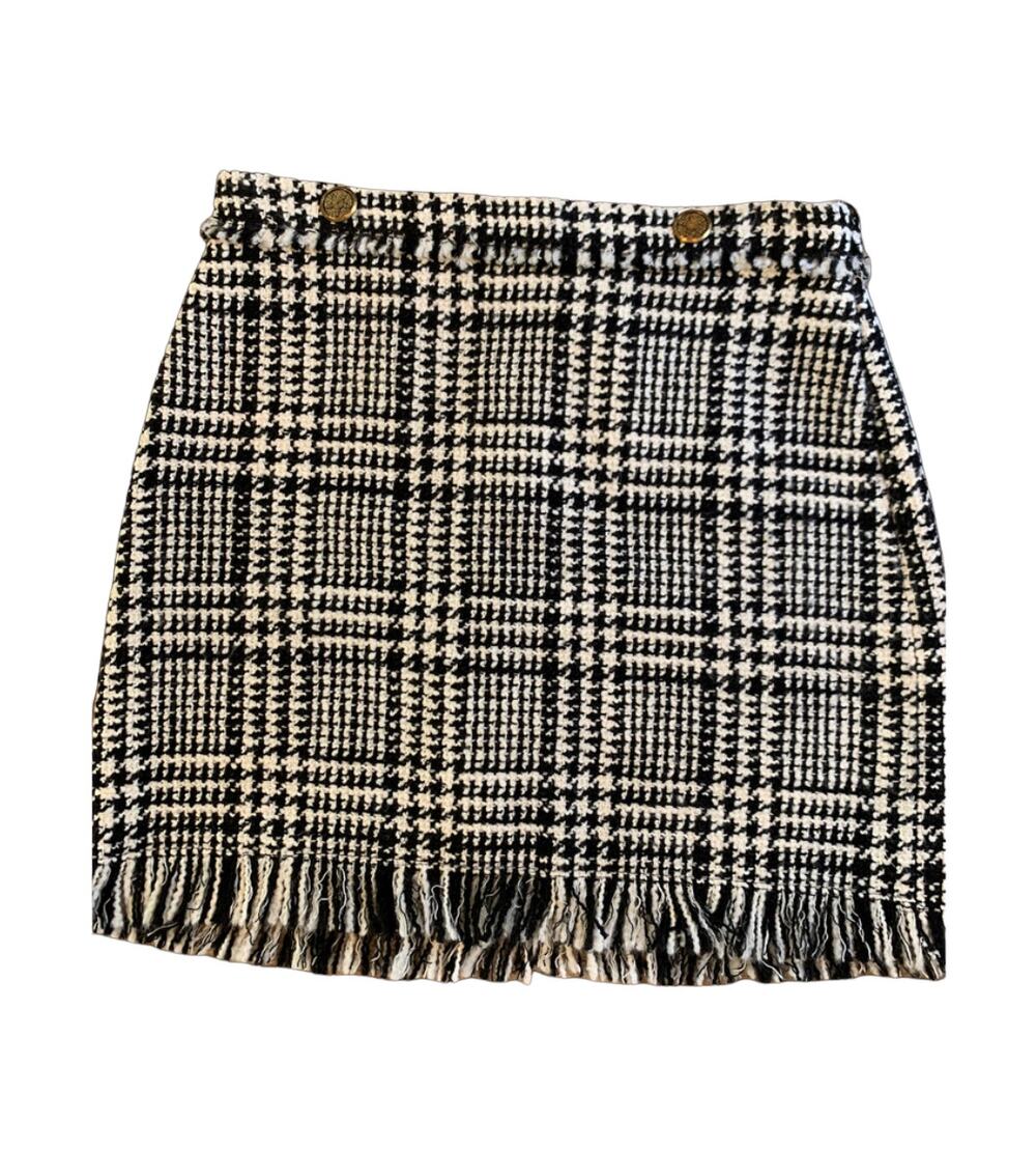 Michelle Mason Revolve Tweed Plaid mini skirt 10